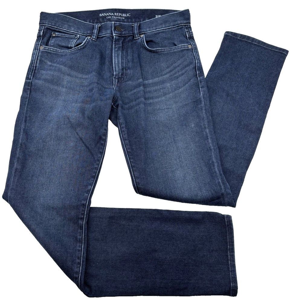 2017 Banana Republic Traveler Dark Wash Slim Fit Stretch Jeans 31x32 Fits 32x32